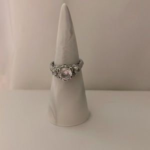 Clear Gemstone Silver Band Costume Jewelry Ring Size 8